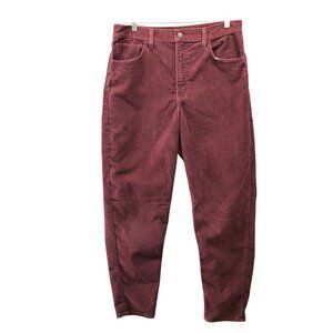 Levi's High Waisted Mom Jean Womens 32x29 Corduroy Pants Burgundy Stretch